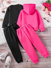 3pcs Toddler Unicorn Print Fleece Sweatshirt, Hooded Sweatshirt And Sweatpants Set